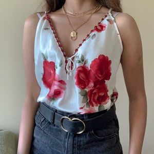 Rose Print Silk / Satin Slip Dress